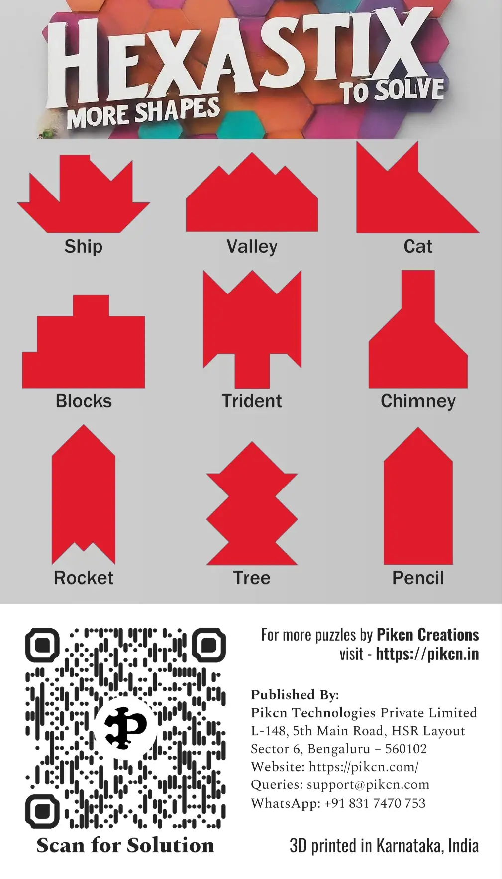 Hexastix  Puzzle instructions card - back