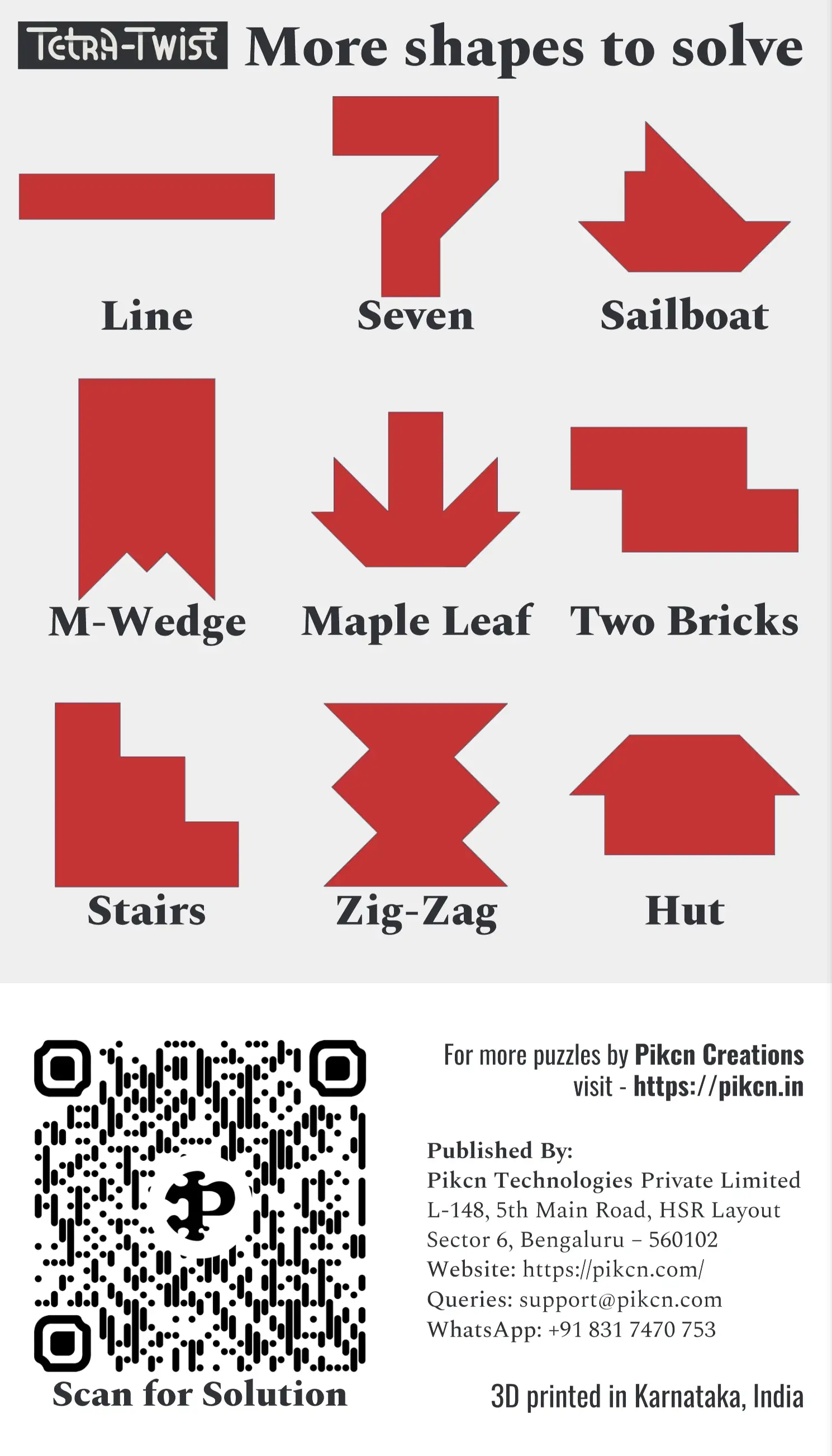 Tetra-Twist Puzzle Instruction Card - Back