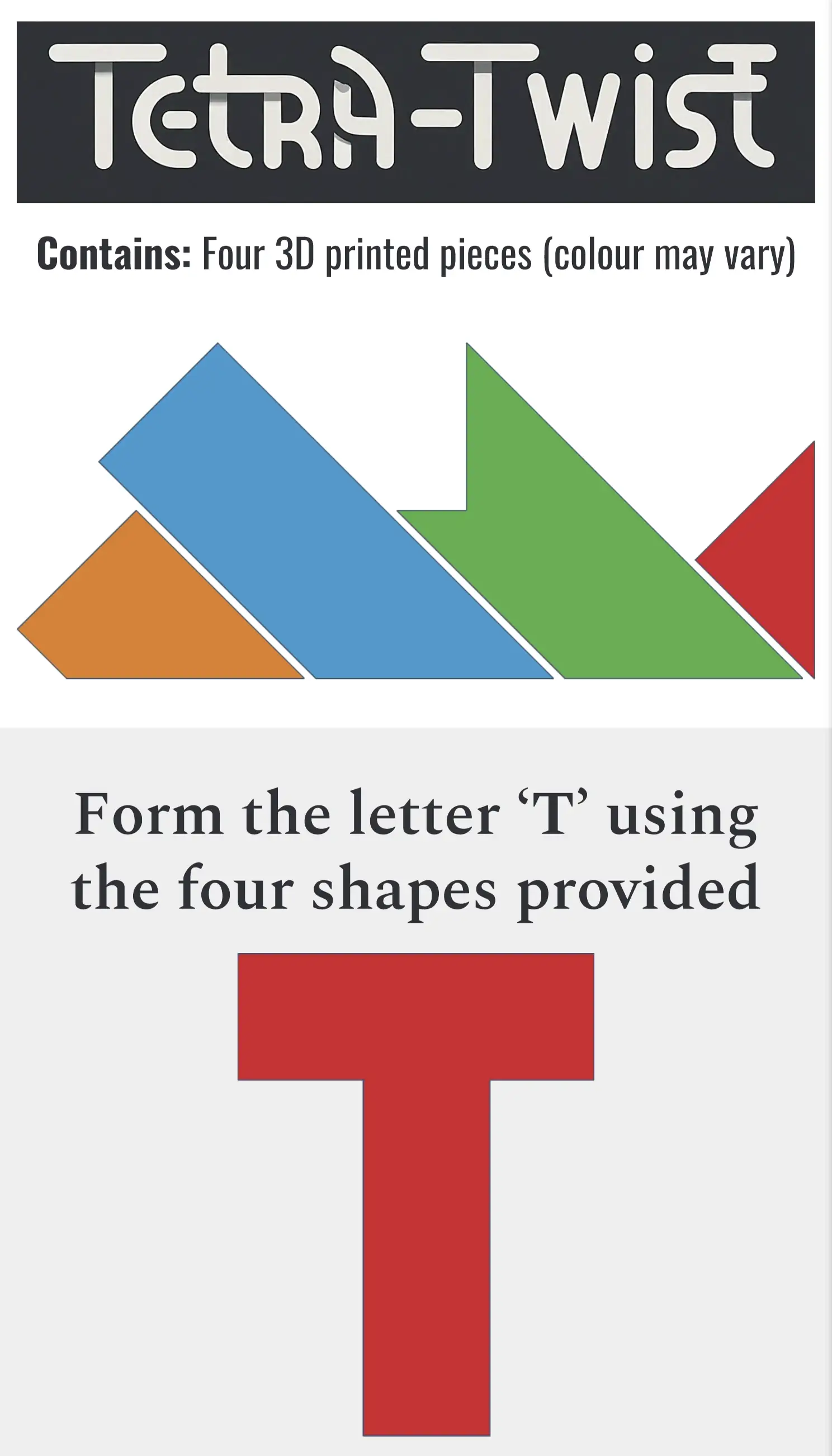 Tetra-Twist Puzzle Instruction Card - Front